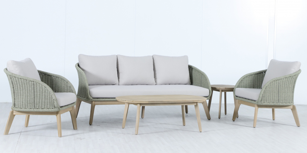 Комплект плетеной лаунж-мебели на 5 персон Tagliamento Madrague, светлый тик, бежевый