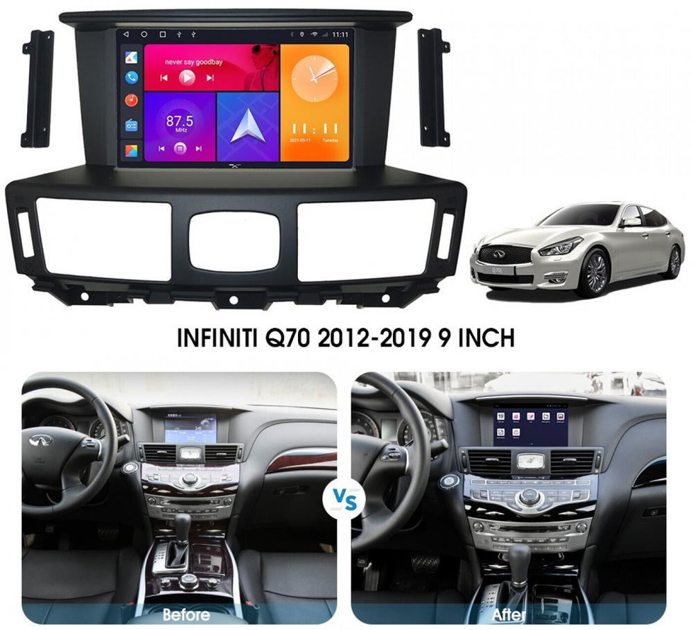 Магнитола для Infiniti Q70, M25, M37, Nissan Fuga 2009-2016 (поддержка Bose и 360) - Carmedia SF-9100 (рамка 9") QLed+2K, Android 12, ТОП процессор, CarPlay, 4G SIM-слот