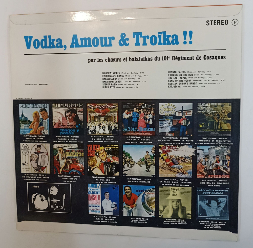 Винтажная виниловая пластинка LP The Choir and Balalaikas Of The 101st Cossack Regiment Vodka, Amour and Troika Musicas Tipicas Russas (France 1975)