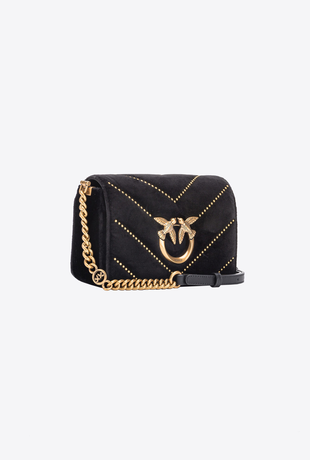 MINI LOVE BAG CLICK IN VELVET WITH STUDS - black