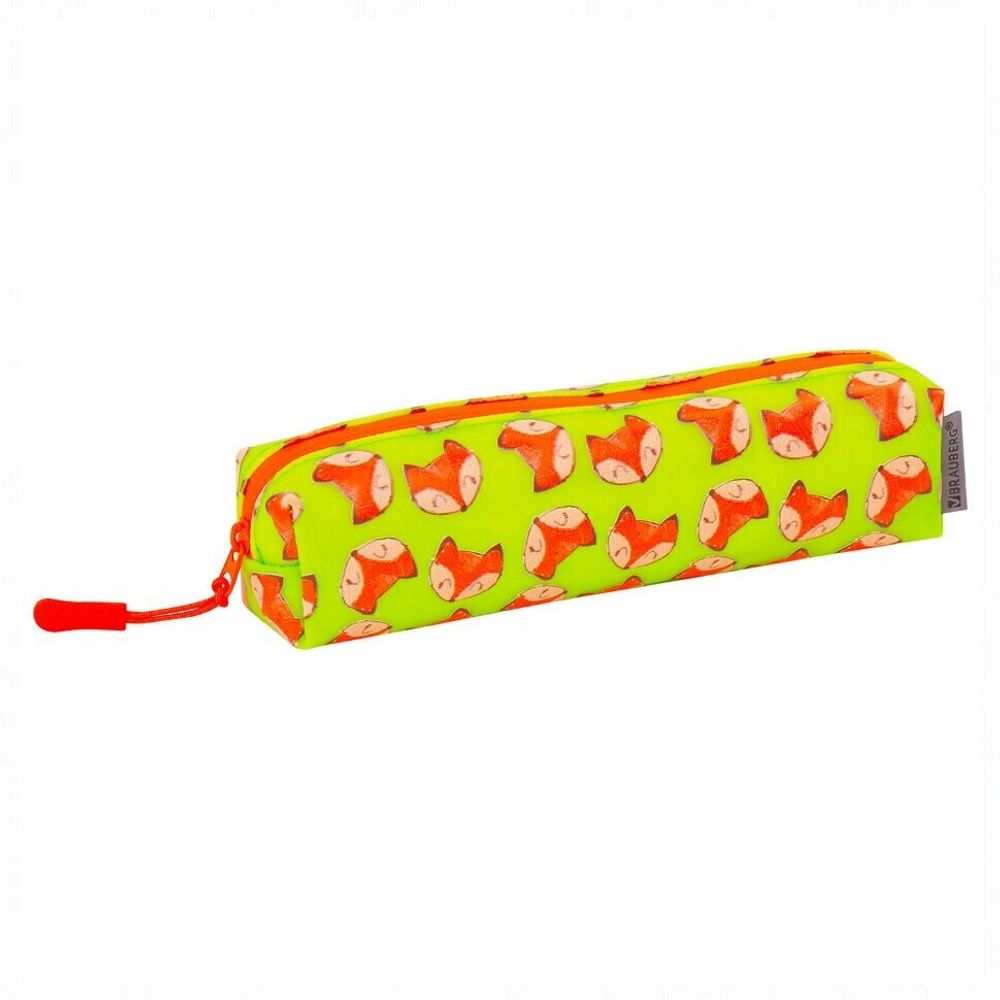 Пенал-косметичка BRAUBERG прямоугольный, мягкий, "Foxes", 21х5х5 см, 229252