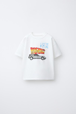 ZARA X DYLAN´S T-SHIRT CLUB ФУТБОЛКА С ИЛЛЮСТРАЦИЕЙ «НАЗАД В БУДУЩЕЕ» , БЕЛЫЙ
