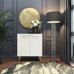 Комод Арт Колор Стайл Голд с 2 полками Белый опал