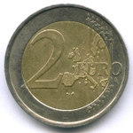 2 евро 2002 год. Португалия. Регулярный выпуск. Тип 1. Биметалл XF