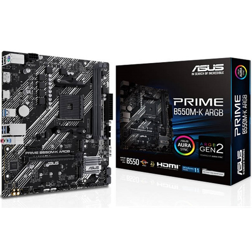 Материнская плата ASUS PRIME B550M-K ARGB, AM4/AMD B550/2xDDR4/PCI-Ex16/2xM.2/SB7.1/GLAN/DP/HDMI/mATX (90MB1GC0-M0EAY0)