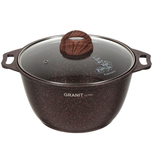 Кастрюля алюминий, антиприг, 4 л, с крыш, Kukmara, Granit Ultra, кга42а, красн