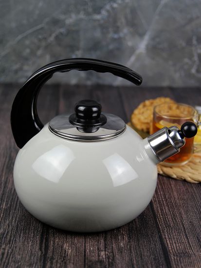 Чайник 2,5 л. эмалированный со свистком Kamille KM 1039B с черной бакелитовой ручкой