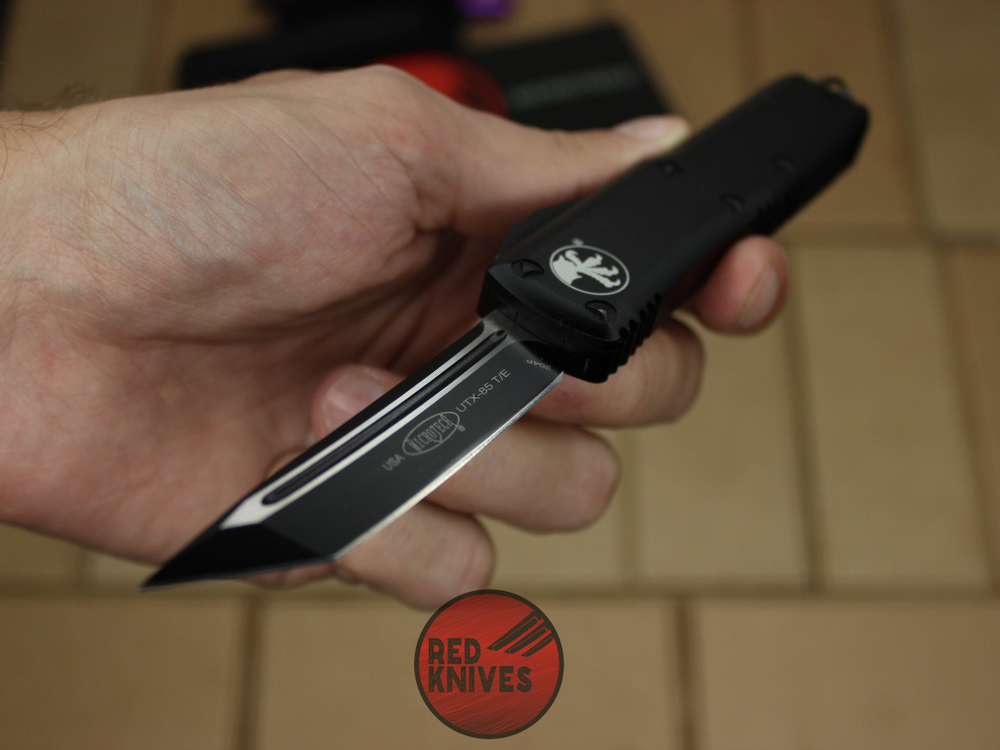 Нож Microtech UTX-85 T/E - черная рукоять, танто клинок, черный RK-392
