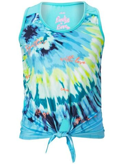 Футболка для девочки теннисная Lucky in Love Girls Peace Out Tie Knot Tank - opal