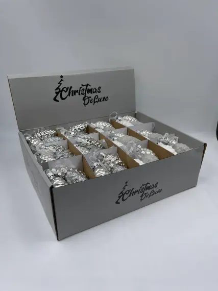 Набор стеклянных украшений Гроздь Шишек, 3 шт., 6 см., первый снег, Christmas DeLuxe (89879)