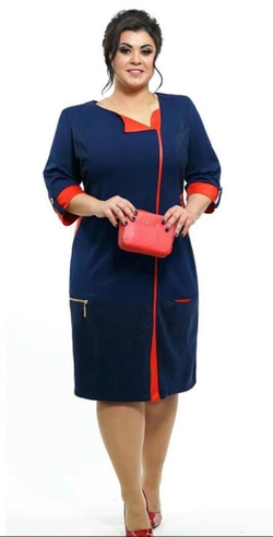 Платье женское большой размер 64 трикотаж трикотажное спандекс тёплое зимнее весеннее осеннее демисезонное с рисунком нарядное повседневное на работу комфортное удобное 3/4 рукав синее тёмно-синее красное великан 4XL XXXXL 5XL XXXXXL 6XL 7XL 8XL