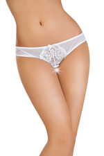 Белые контактные трусики с бантом на ягодицах XXL (Цвет: белый)