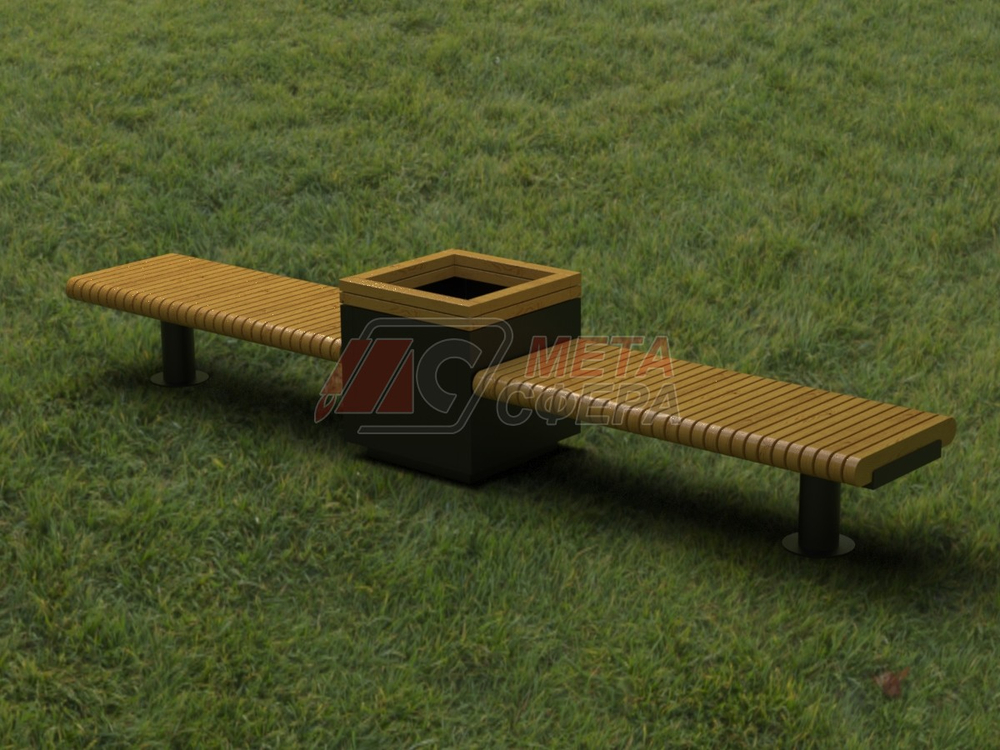 Лавка Rail Road 01 двойная с высоким вазоном