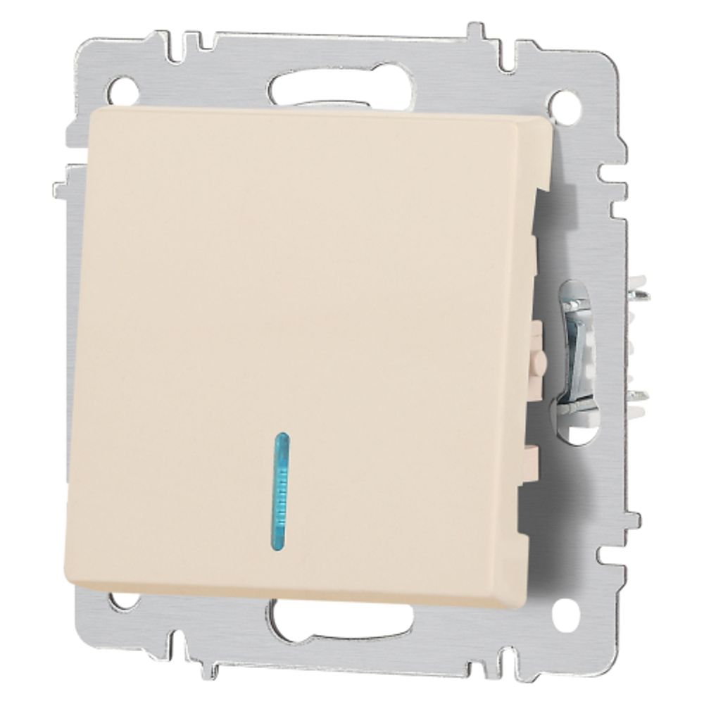 Выключатель Intro Accent 6-102-02 с подсветкой, 10А-250В, IP20, СУ, AL/CU, слоновая кость