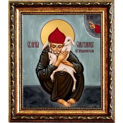 Спиридон с овечками. Икона на холсте.