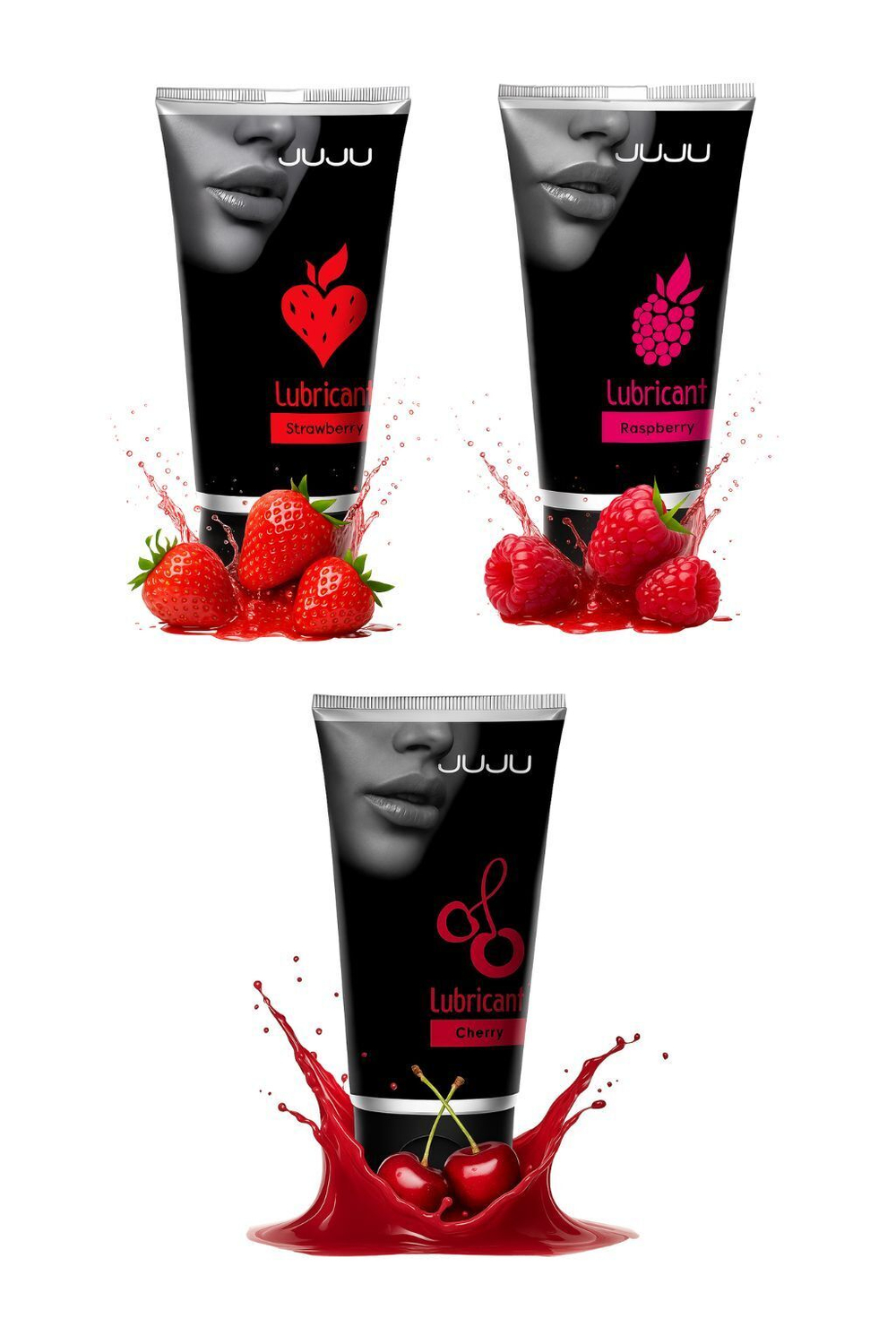 Набор из 3 съедобных лубрикантов JUJU (клубника, малина, вишня)