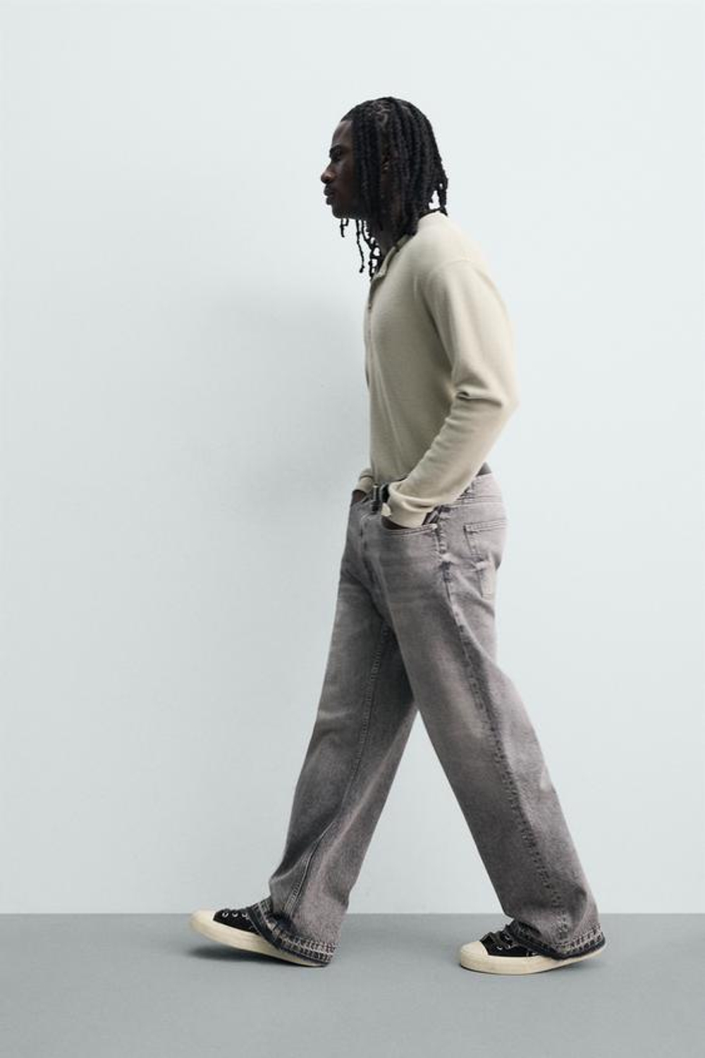 ZARA ДЖИНСЫ LOOSE FIT, СЕРЫЙ