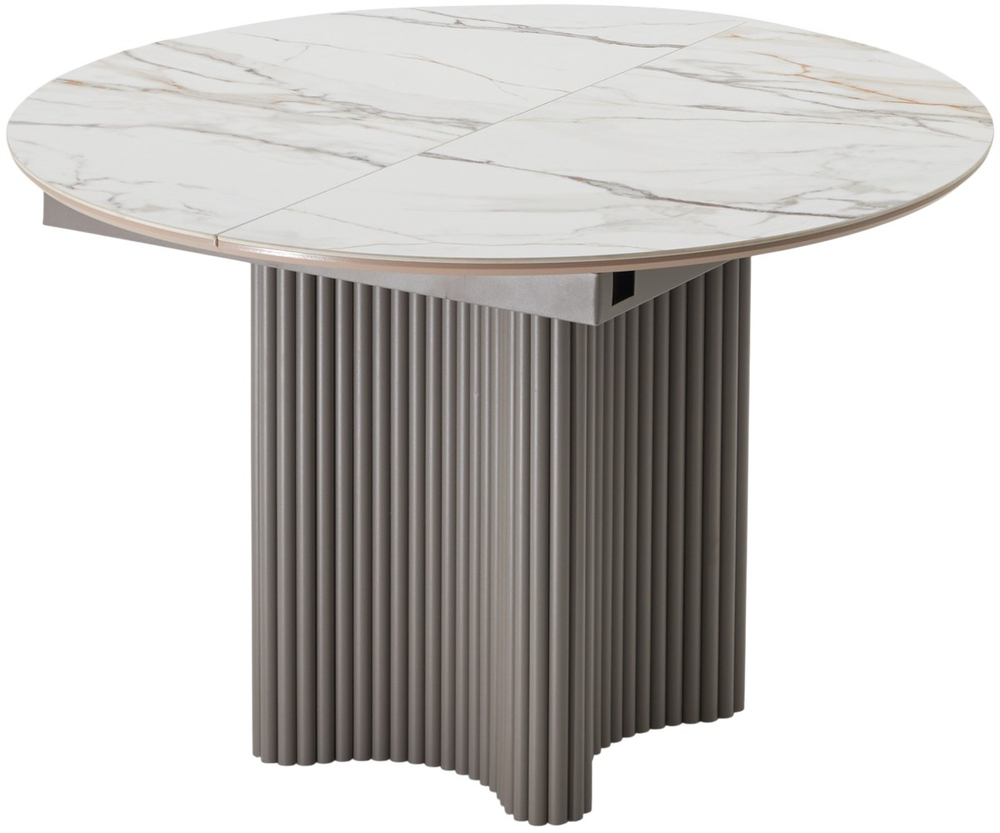 Стол АДАЖИО 115 КРУГЛЫЙ GILT WHITE, керамика / Латте каркас М-City