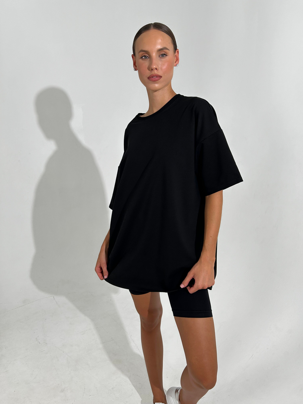 Футболка женская молочная оверсайз хлопок