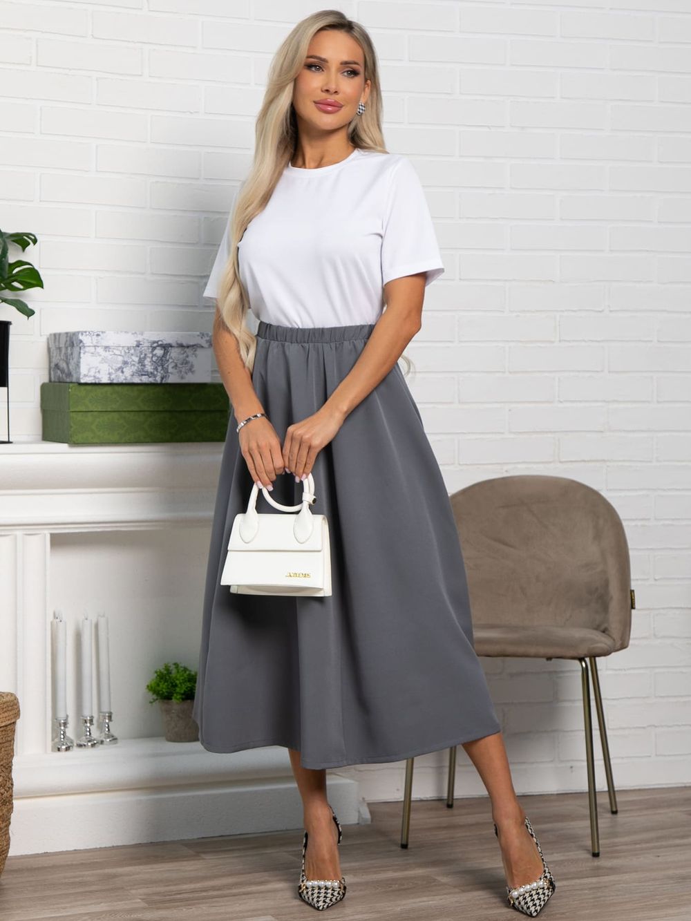 Юбка Льюис (серая) Ю15476-10М LT Collection