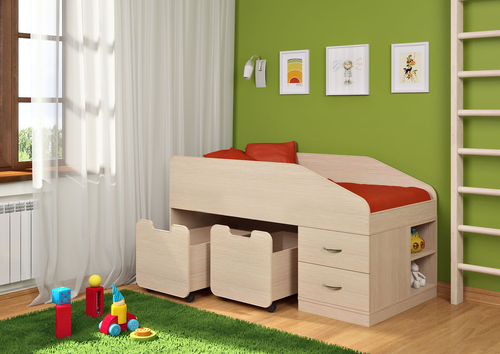 Кровать-чердак КарИВи Легенда 8  Дуб Молочный  Дуб Молочный