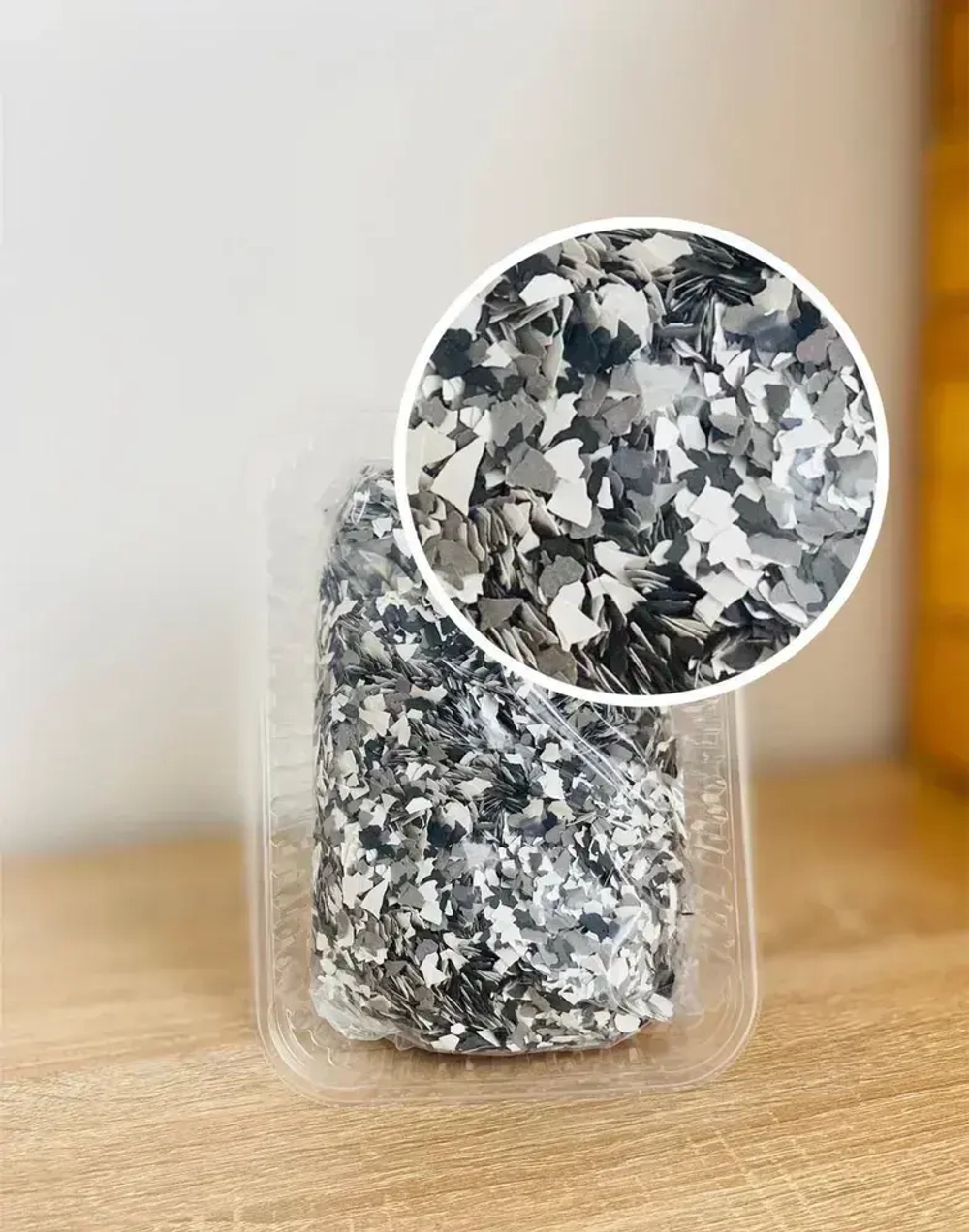 полимерные флоки для наливных полов микс:серый, черный, белый (1-3мм)