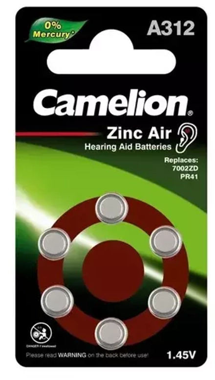 Батарейка для слуховых аппаратов ZA-312 Camelion