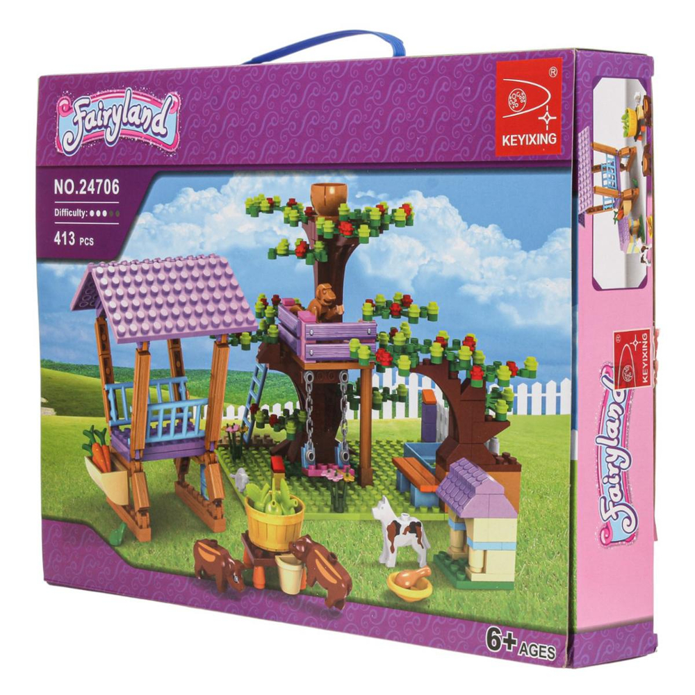 Конструктор блочный Аусини Мир чудес "Большой сад" 413эл. коробка 24706