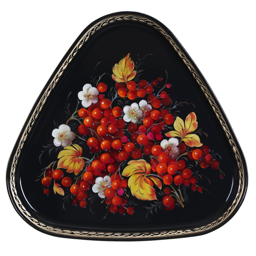 Жостовский поднос декоративный, размер 29х29 см (A8), металлический