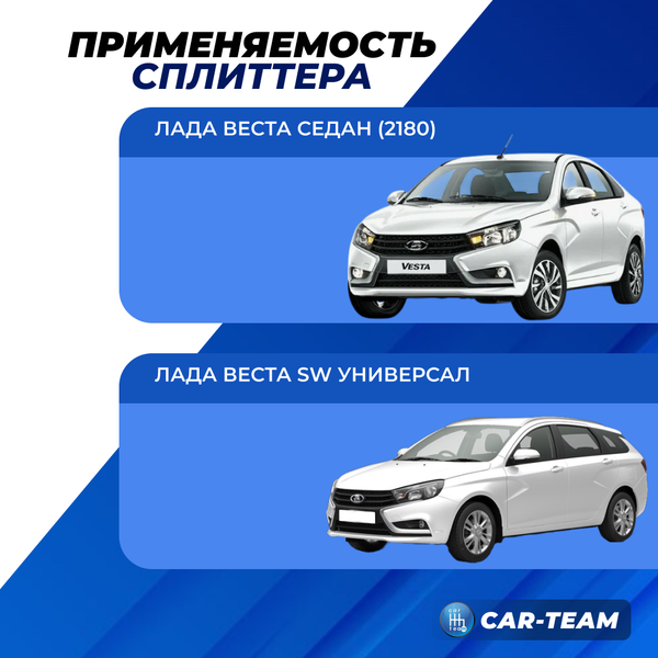 Сплиттер (юбка, губа) "Барс" переднего бампера на Лада Веста - шагрень