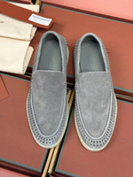 Серые лоферы Loro Piana Summer Walk с плетением