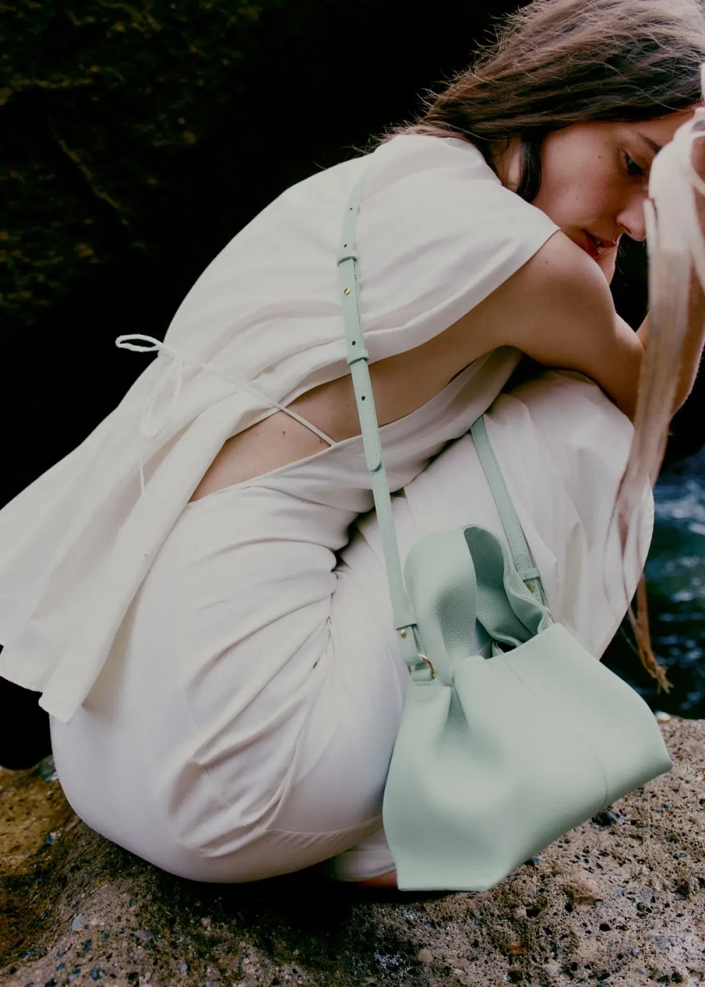 POLENE СУМКА NUMERO NEUF MINI, ЦВЕТ МОРСКОЙ ВОЛНЫ