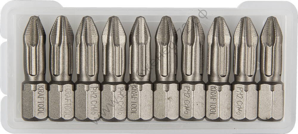 KRAFTOOL X-Drive PH 2 , 25 мм, 10 шт, Торсионные биты (26121-2-25-10)