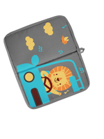 Коврик в садик для переобувания 30х36 см, Львенок в машинке (серый)