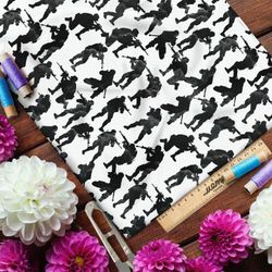 Ткань шифон чёрный силуэт спецназовцев на белом фоне