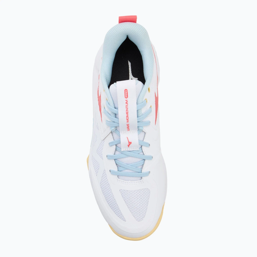 Кроссовки волейбольные Mizuno Wave Momentum Pro white/calypso coral/pale banan