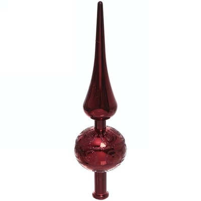 Верхушка на ёлку 23 см "Волшебный узор", Темный рубин (Серпантин)