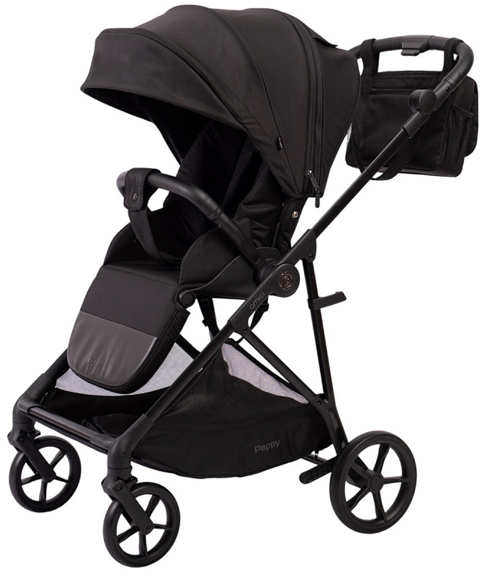 Прогулочная коляска Peppy Amici с автокреслом Verona Beige Black рама Black