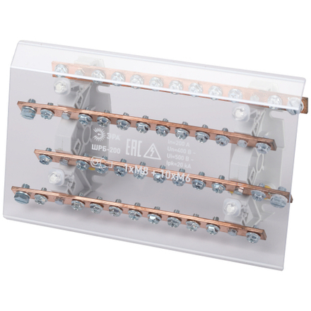 Шинный распределительный блок ЭРА NO-224-73 ШРБ-200А 4 шины 1хМ8+10хМ6