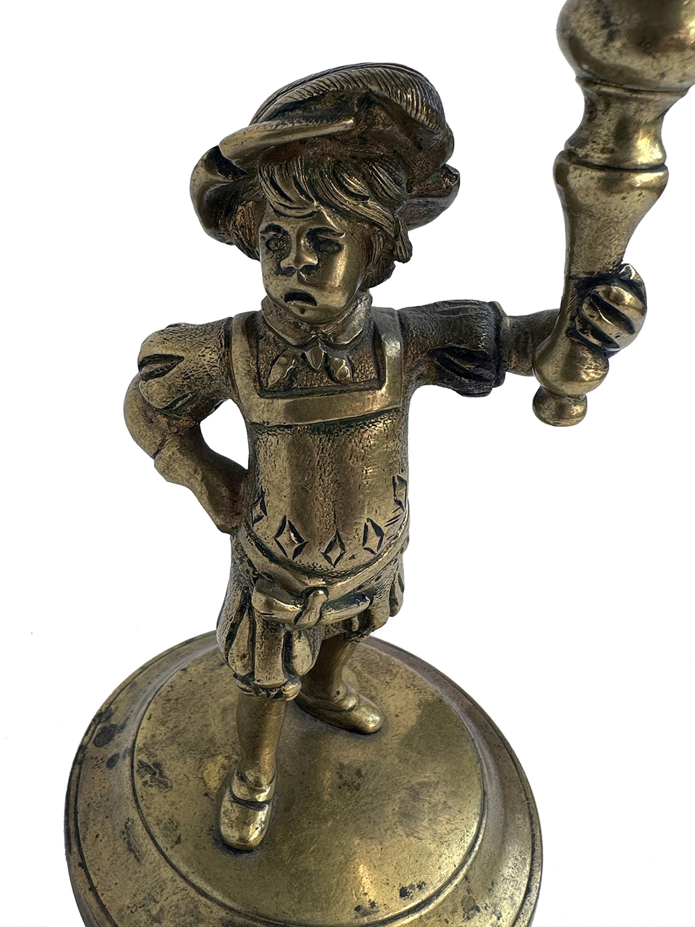 Маленький паж. Антикварный бронзовый коллекционный подсвечник Glasar. Англия. XIX век.
