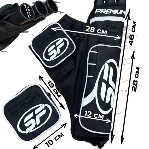 Колчан для стрел 3 вставки, 2 кармана. (Черный)