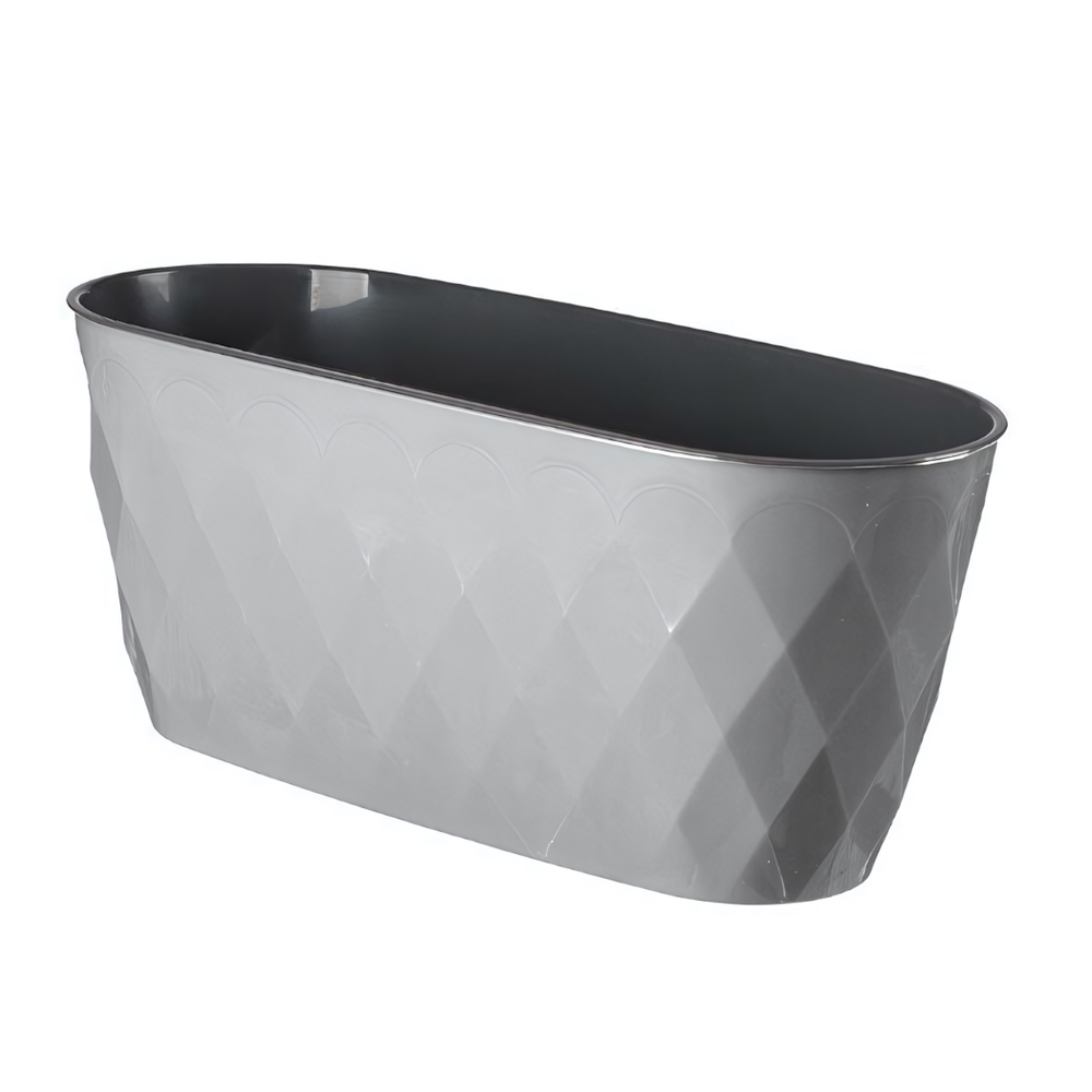 Горшок для цветов Laurel овальный 354*152*150 мм, 5 л с дренажной вставкой (серый)