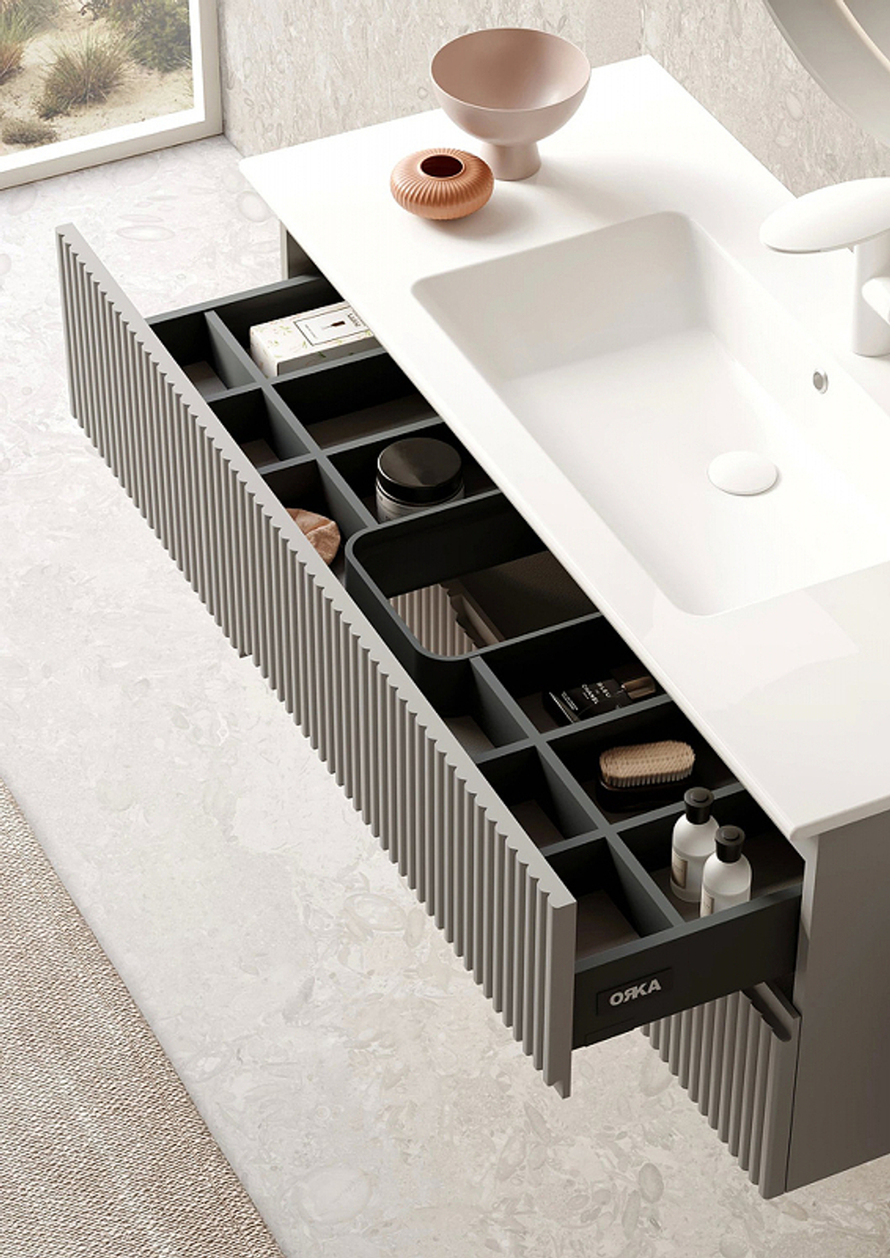 Тумба с раковиной Orka Moonlight 120 5001508 подвесная Бежевая матовая