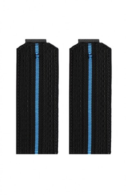 Погоны черные один голубой просвет (на пластике)