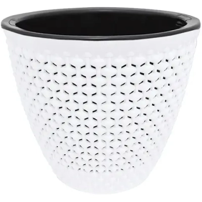 Кашпо для цветов пластиковое 3л d-19 см «Ротанг» Белый/черный