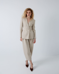 Брюки из смесового льна Брунелло Кучинелли светло-бежевый