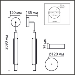 8259/15WCL LEDIO LN26 280 золото/амбер, металл/акрил/стекло Бра/подвес LED 15W 4000К 220V TRENDY
