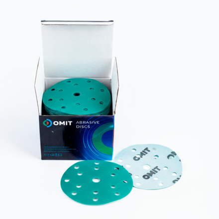 OMIT SG380 Абразивный круг на пленочной основе 150мм 15отв 38011 Р100 зеленый