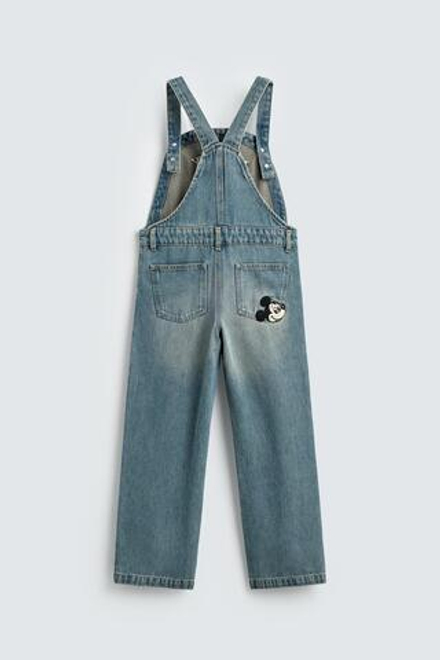 ZARA Х DISNEY ДЖИНСОВЫЙ КОМБИНЕЗОН С ВЫШИВКОЙ MICKEY MOUSE, БИРЮЗОВЫЙ