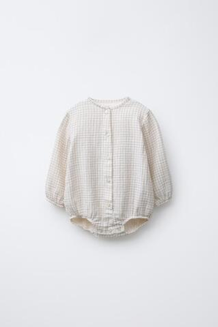 ZARA БОДИ ИЗ БАМБУКА В КЛЕТКУ, ЭКРЮ